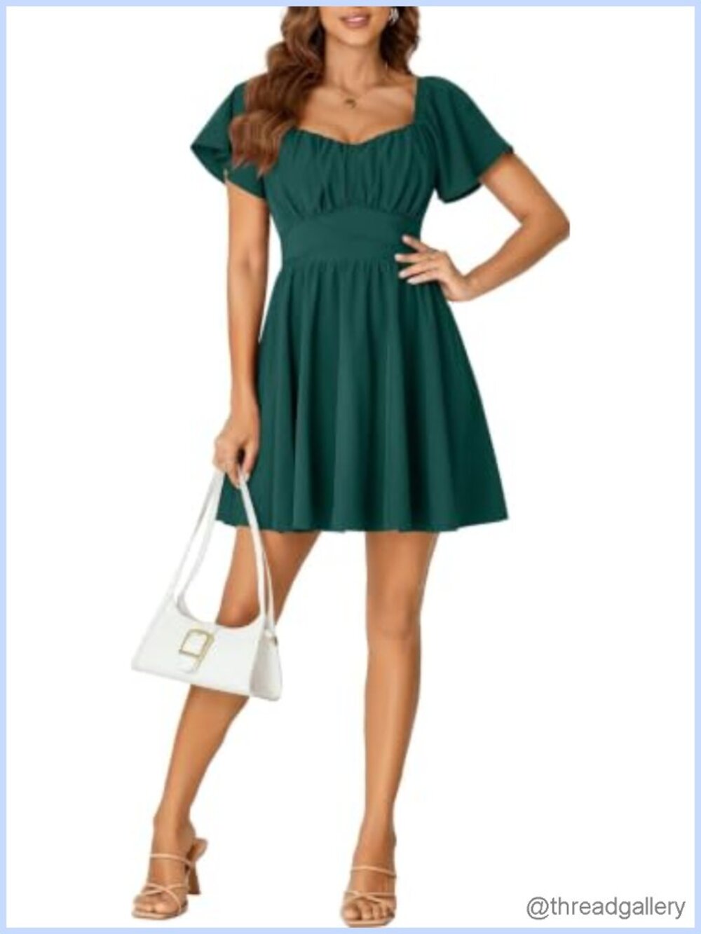 Women's Tie Back Short Sleeve Ruffle Hem A-Line Mini Dress